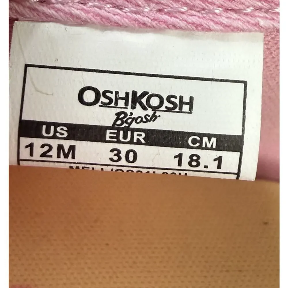Size 12M - Girls Oshkosh Slip-On Pink Shoes with Lemons